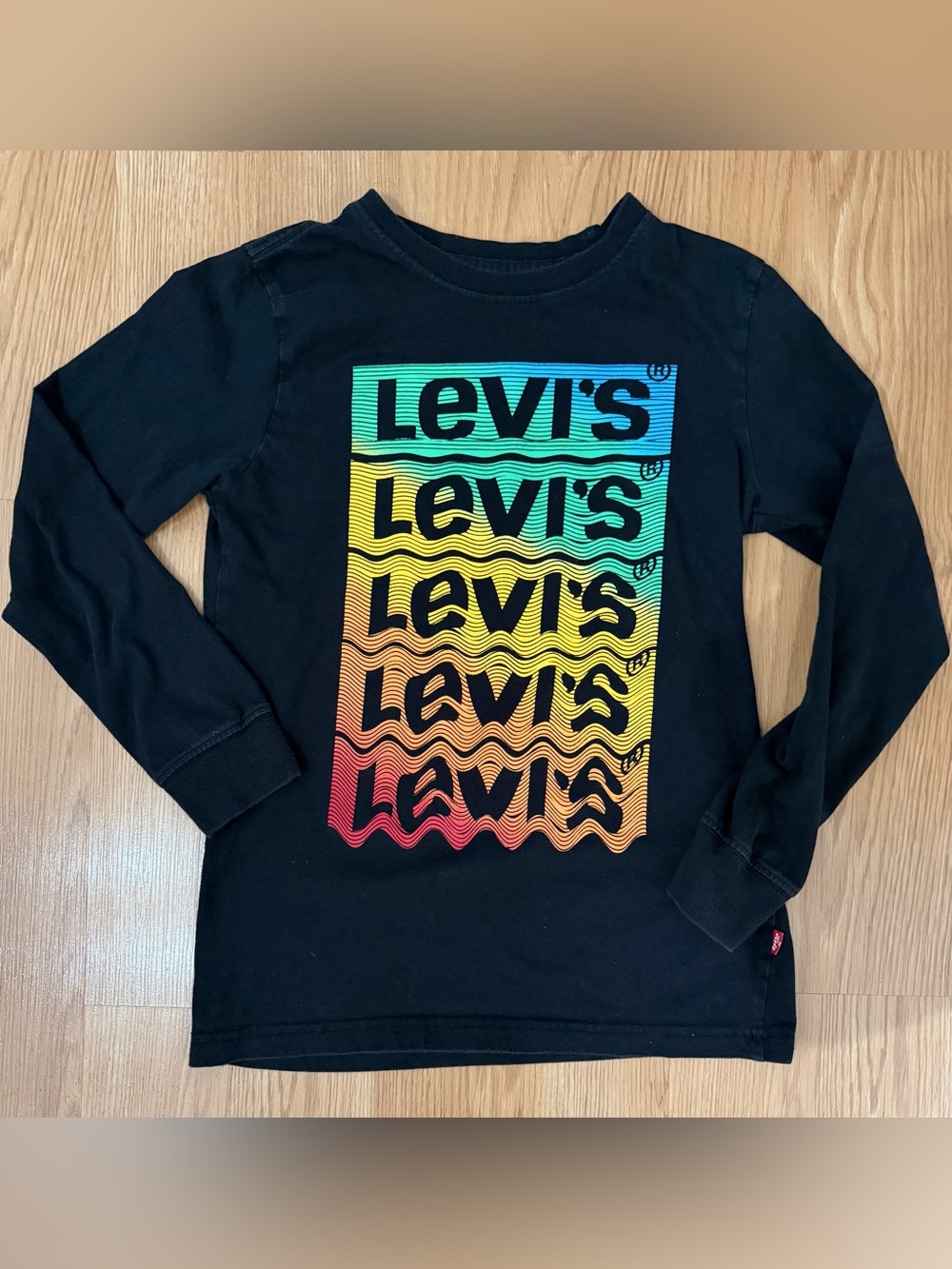 Levi's Black Long Sleeve Multicolor Logo Shirt Kids M Medium